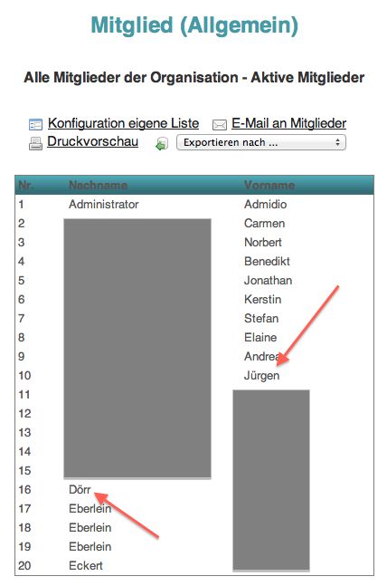 Eigene Liste mit Nachname und Vorname